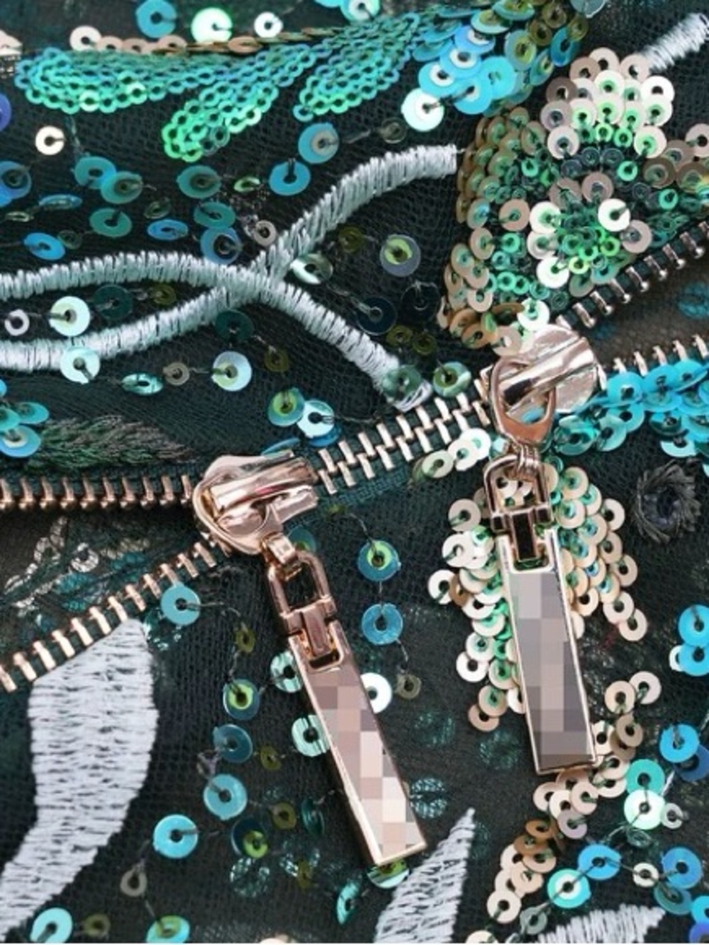 Bronx and Banco NWOT Strapless Sequin Floral Maxi Dress - Teal & Olive Size XS&S - Picture 8 of 12